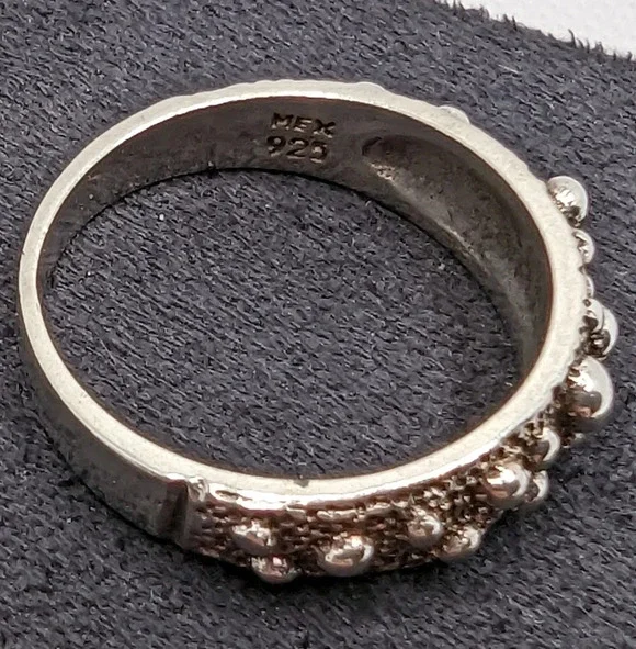 Textured  925 ball ring - Picture 3 of 5
